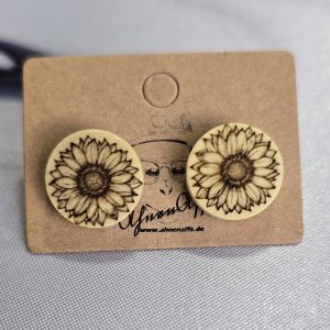 Holzohrstecker &bdquo;Sonnenblume&ldquo;